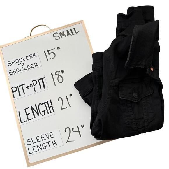 MOTHER Jacket Womens Small Black Pocket Bruiser Denim Not Guilty Western Cowgirl - Picture 12 of 12